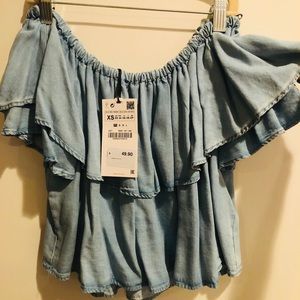Off the shoulder denim top